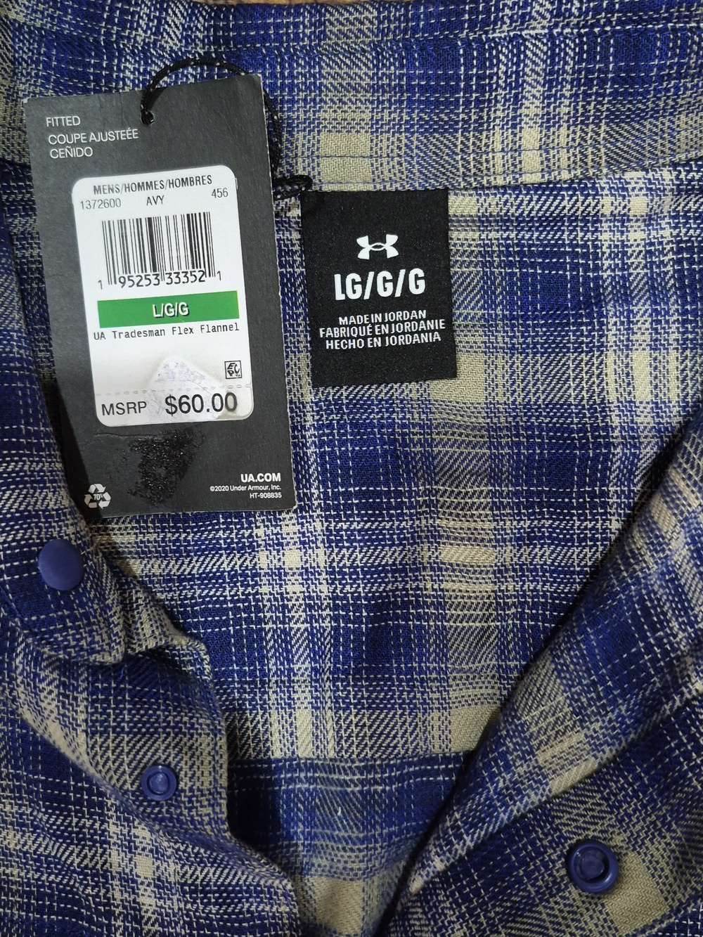 Under Armour Men's Plaid Fitted Button-Up Shirt Tradesman Flex Flannel Large - Picture 3 of 4